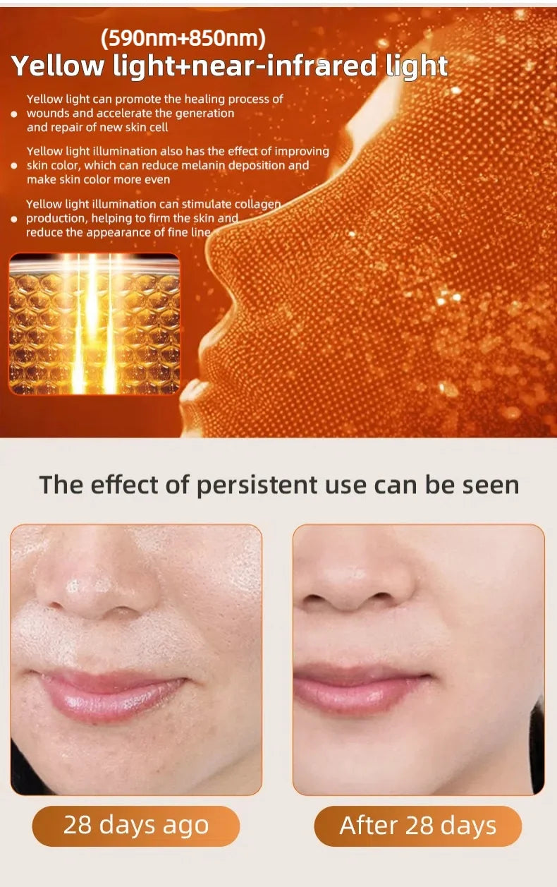 LED Photon Beauty Infrared Mask Instrument USB Electronic Mask Rejuvenation Lightens Fine Lines Brighten Skin Tone Repair Skin