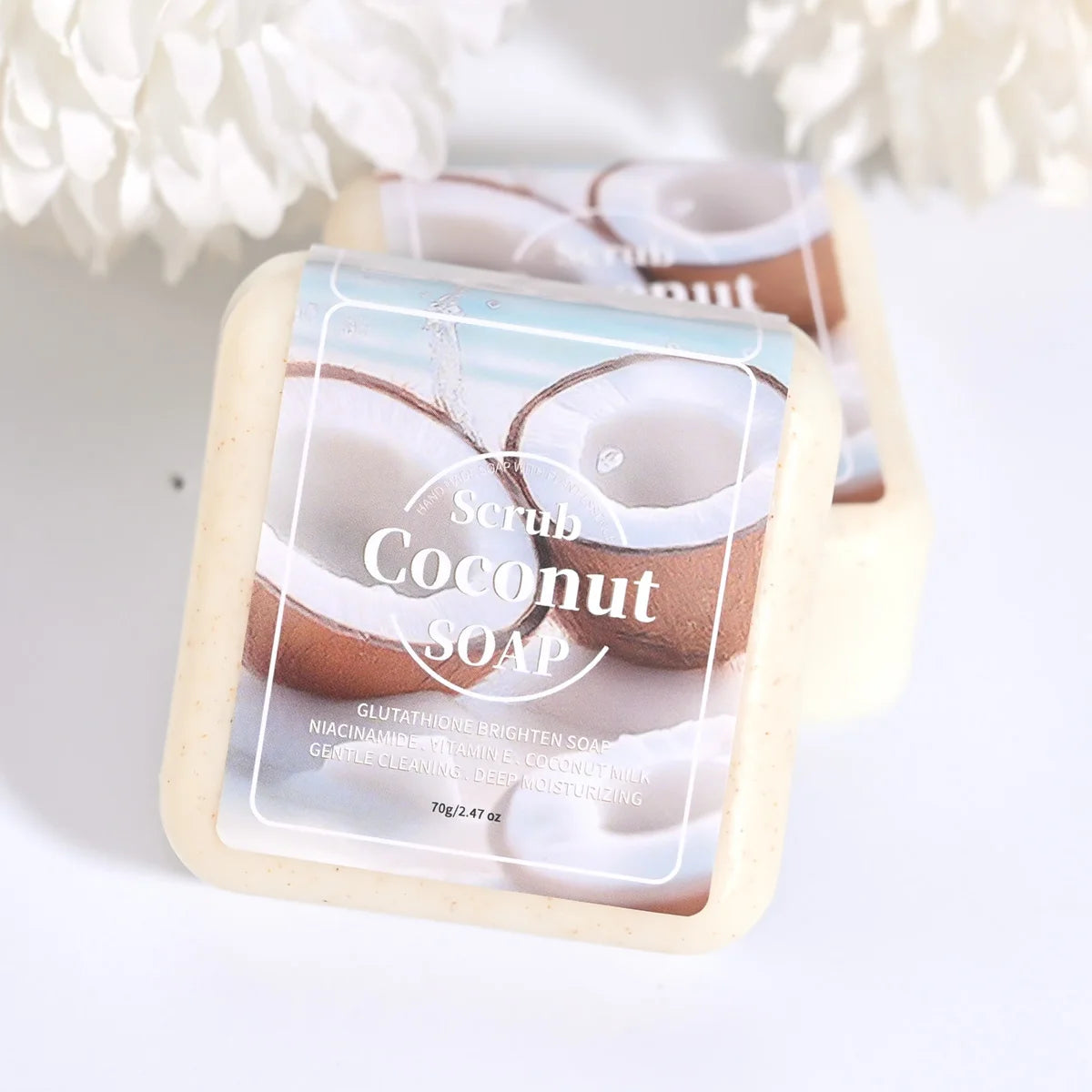 Coconut Glutathione Natural Plant Oil Whitening Cleansing Soap, Portable Travel Business Trip Hotel Cleansing and Bathing Essential Oil Soap Handmade Soap