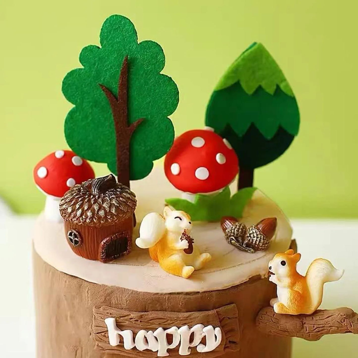 15 PCS Woodland Animals Party Supplies Squirrel cake topper Woodland Animals Cake Decoration Woodland Baby Shower Decorations