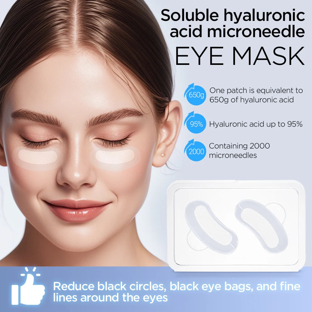 Hyaluronic Acids Microneedle Eye Patch Korean Skin Care for Moisturizing Anti-Wrinkle Aging Smooth Puffy Eye Bags Eye Mask