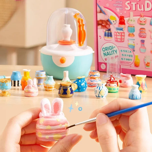 Children's DIY Clay Craft Kit, Pottery Making Machine with Soft Clay & Color Tools, Educational Art Toy