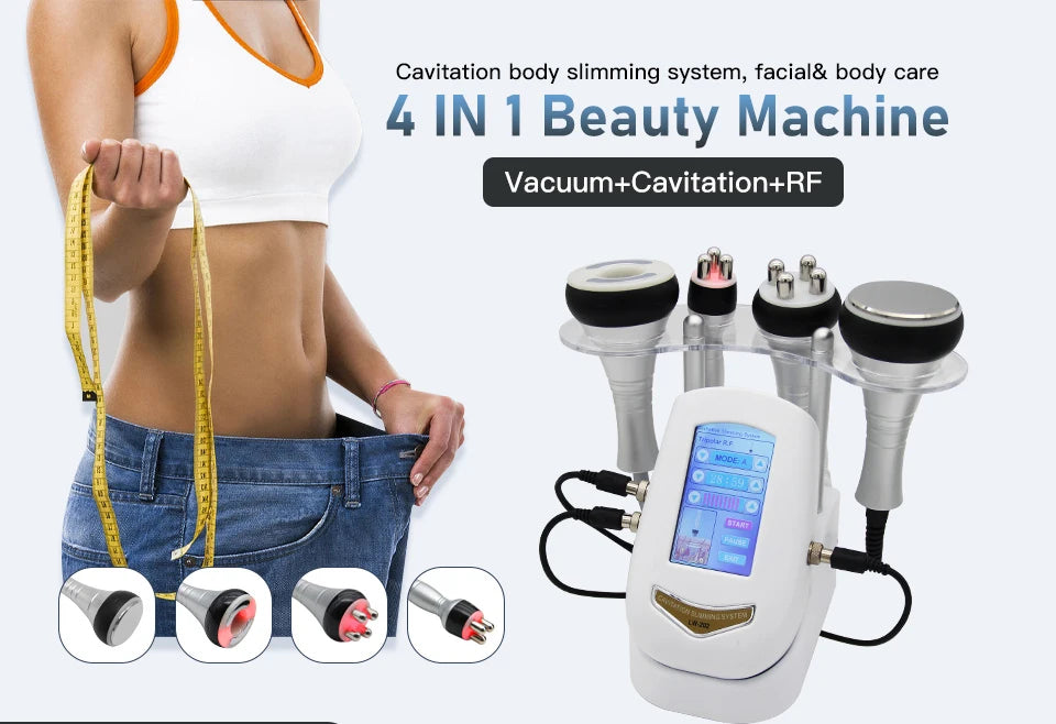 4IN1 Vacuum 40K Body Cavitation Massager Facial Radiofrequency Freckles Removal Fat Burner Cellulite Massager Skin Beauty Device
