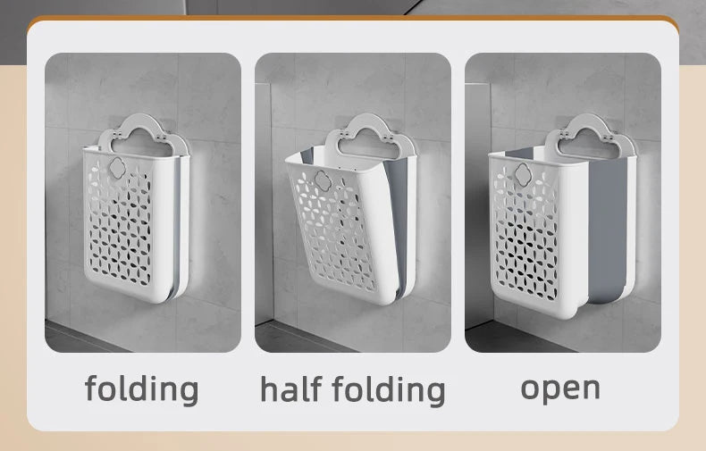 Folding Bathroom Laundry Basket Wall-mounted Dirty Clothes Storage Basket Household Laundry Bag Laundry Organizer Dropshipping
