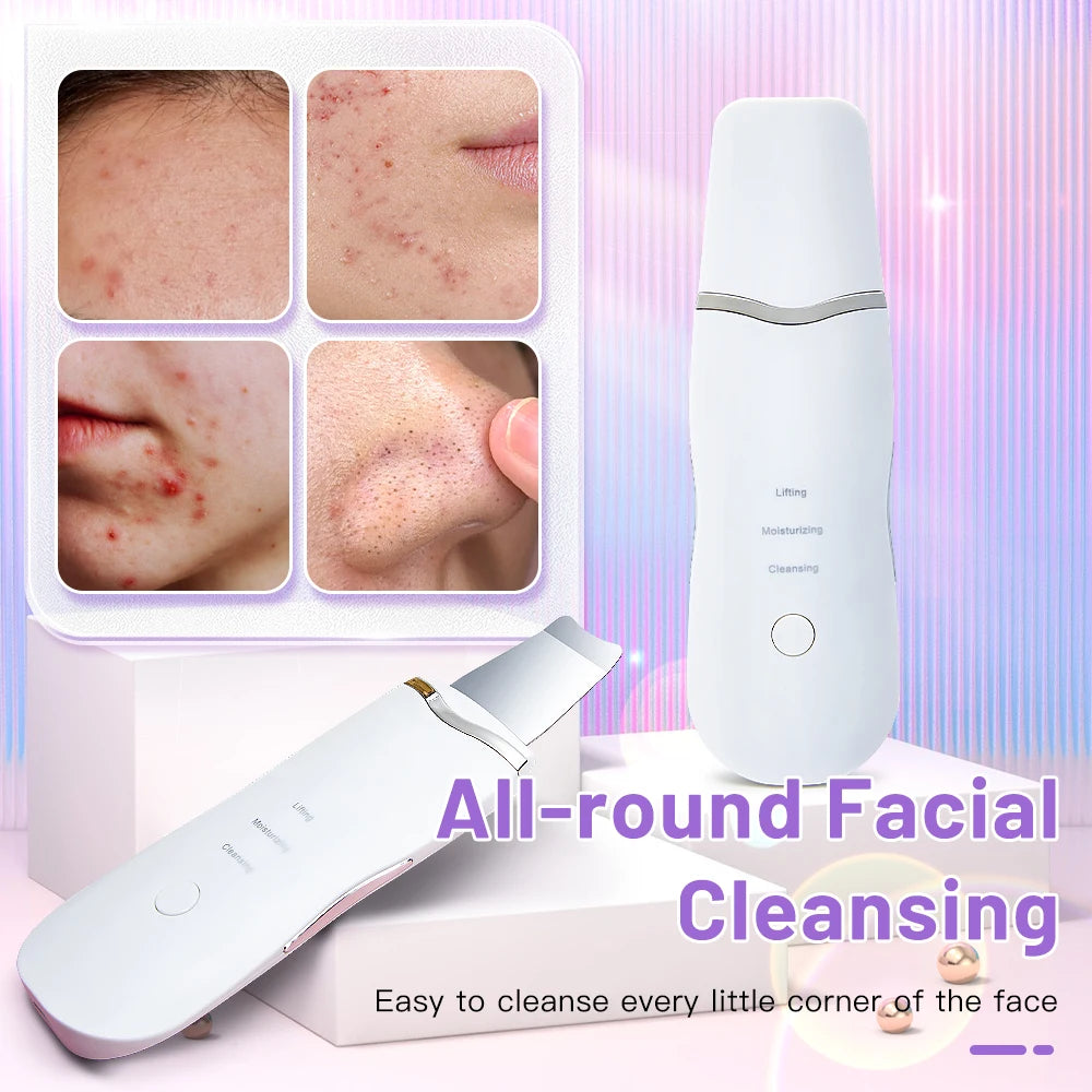 With Box Ultrasonic Skin Scrubber Vibration Face Spatula Peeling Blackhead Remover Facial Lifting Cleansing Ultrasonic Skin Care