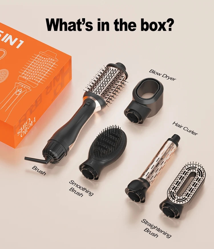 5-in-1 Multifunctional Hair Styling Tools, Hot Air Brush, Hair Dryer, Straightening Brush, Hair Curler, Straightening Brush,220V