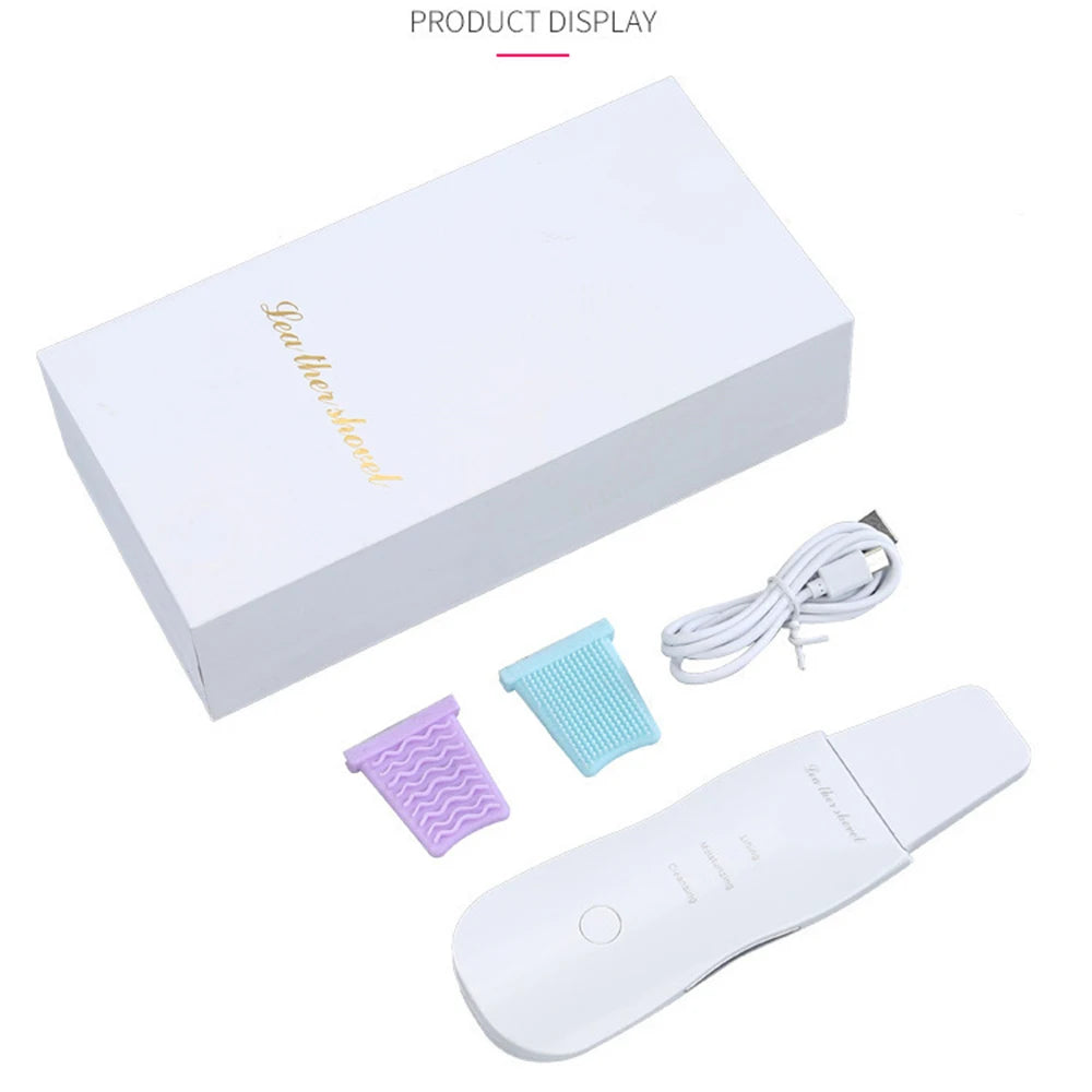 With Box Ultrasonic Skin Scrubber Vibration Face Spatula Peeling Blackhead Remover Facial Lifting Cleansing Ultrasonic Skin Care