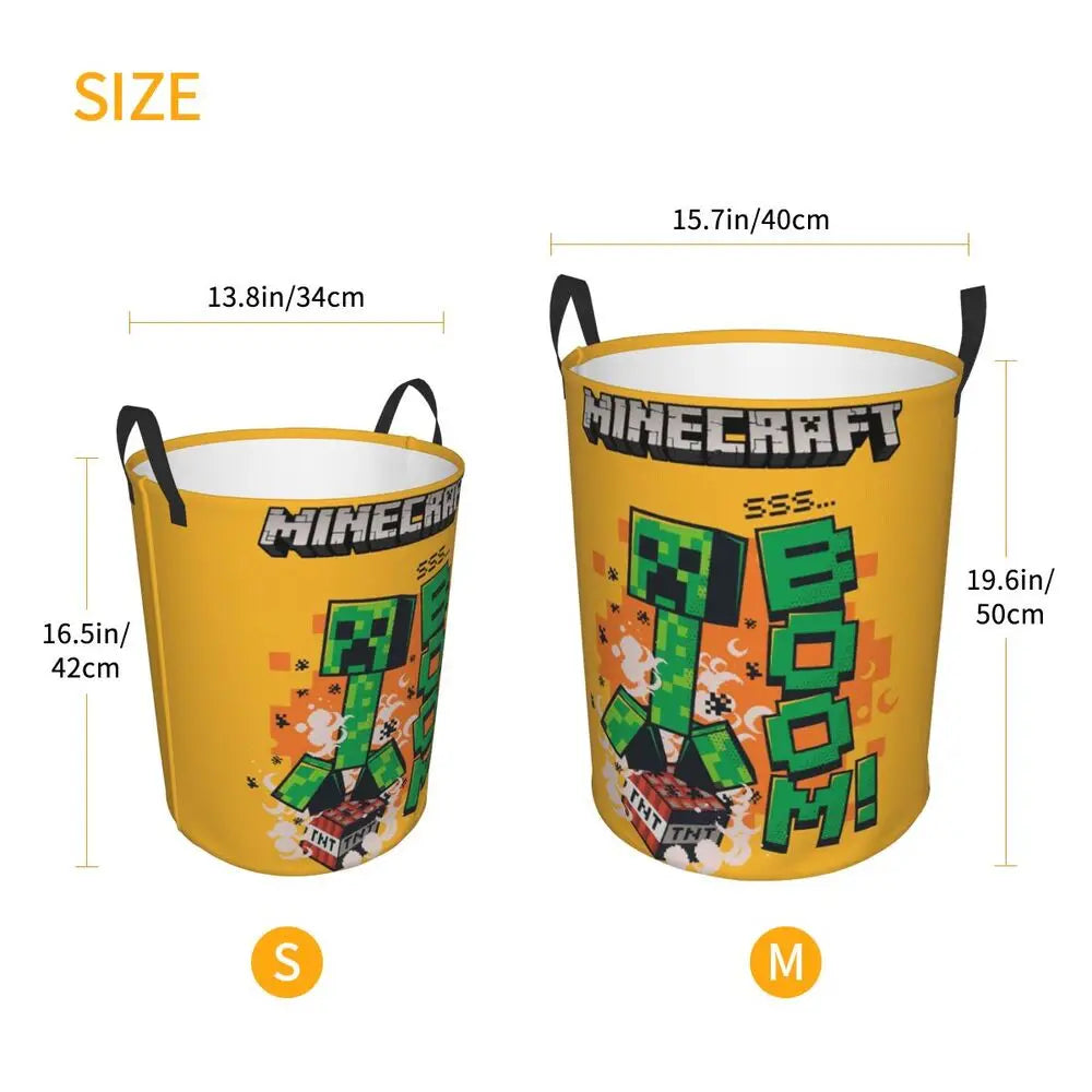 Custom Anime Game Mine C-Crafts Cartoon Laundry Hamper Large Clothes Storage Basket Toy Bin Organizer for Kids