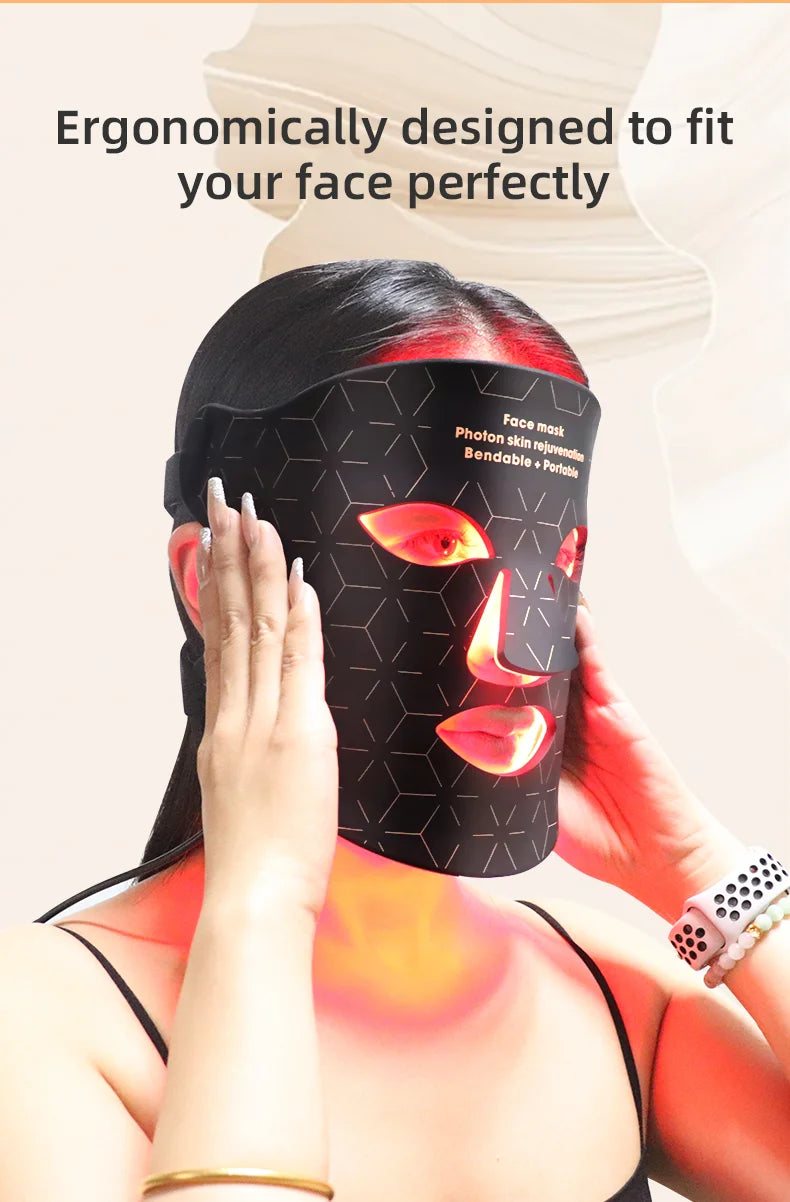 LED Photon Beauty Infrared Mask Instrument USB Electronic Mask Rejuvenation Lightens Fine Lines Brighten Skin Tone Repair Skin