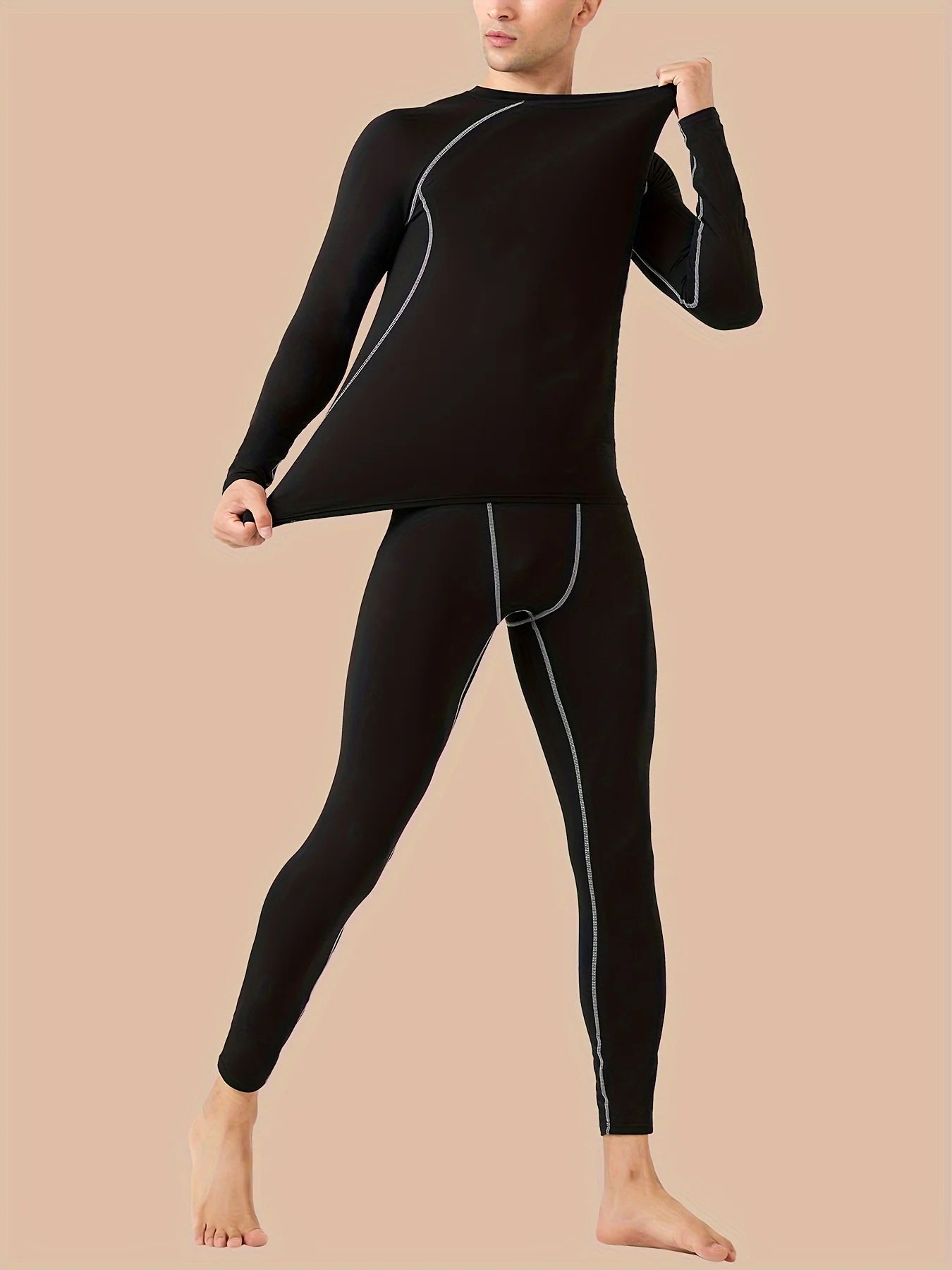 Men's thermal underwear pantsuit, outdoor running, cycling and skiing equipment, sports and fitness wear casual clothes