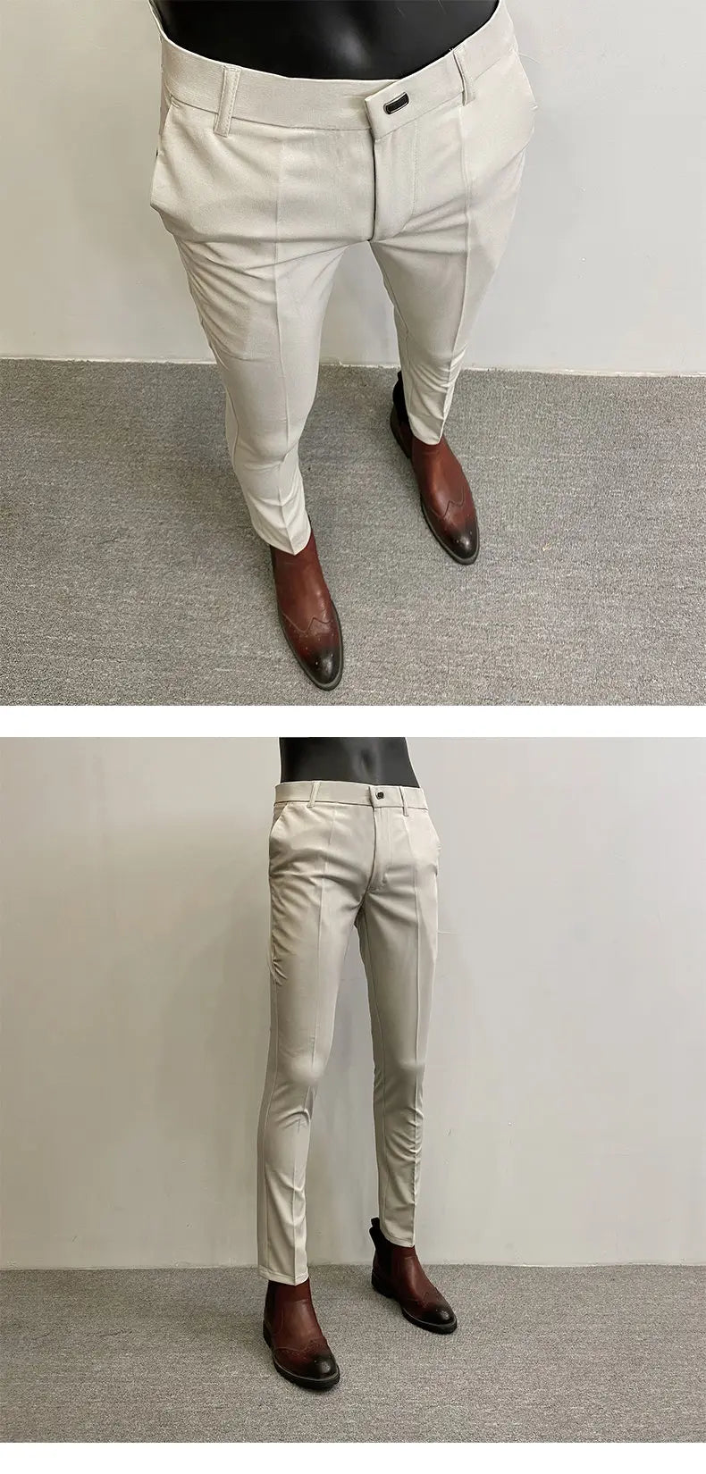 Men Suit Pants Formal Trousers Pantalone Hombre Stretch Slim Solid Color Casual Dress Full Length Pants Fashion New Men Clothing