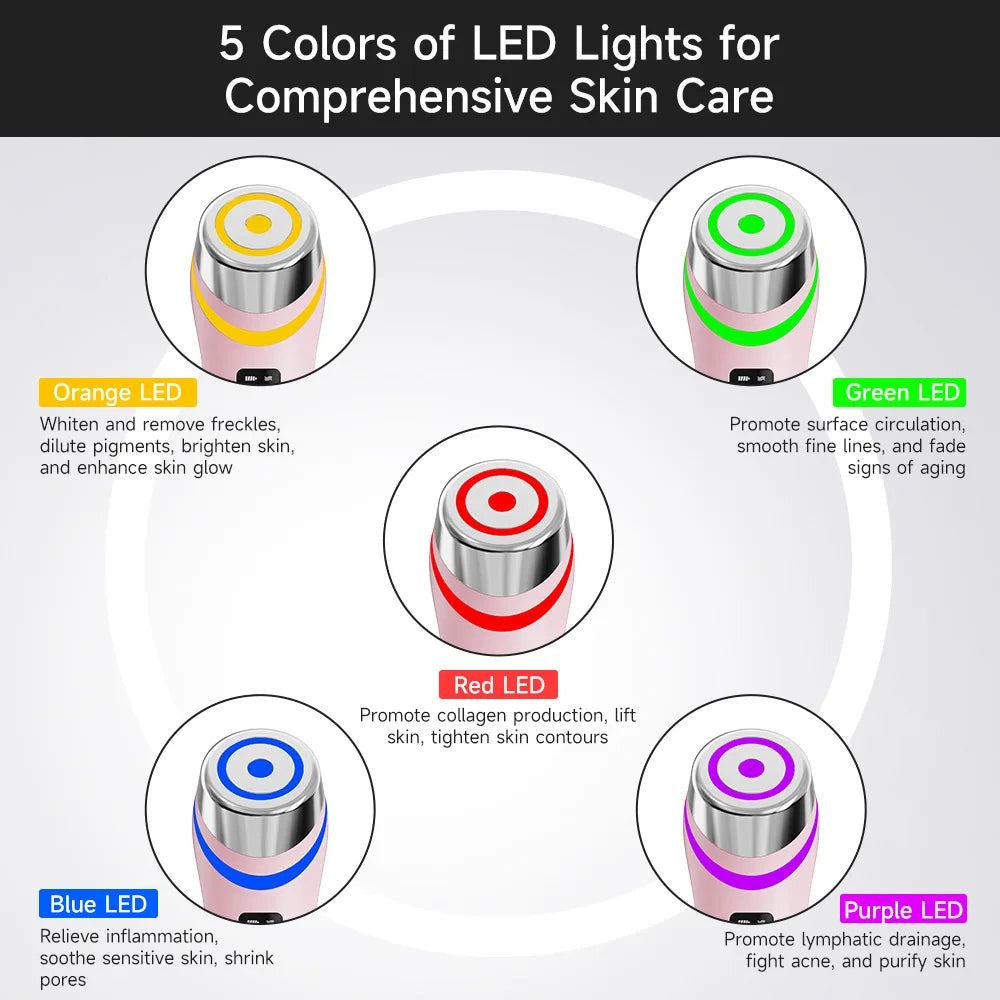 UBilli Booster Pro Led Facial Light Therapy 5 Colors Eye Beauty Wand Red Light Eye Massager for Skincare Rejuvenation Tool