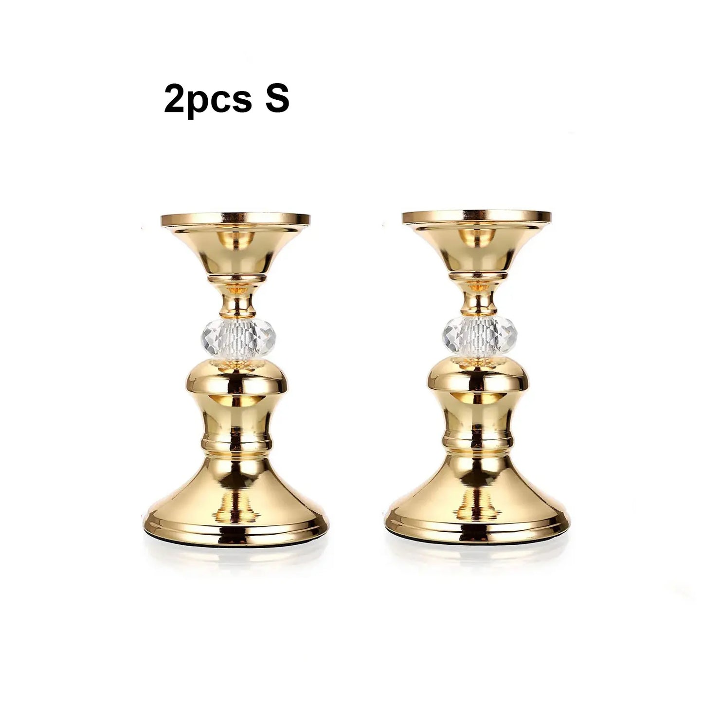 Gold Metal Pillar Candlestick Holders Vintage Pillar Candle Holders Elegant Metal Crystal Pillar Candle Stands