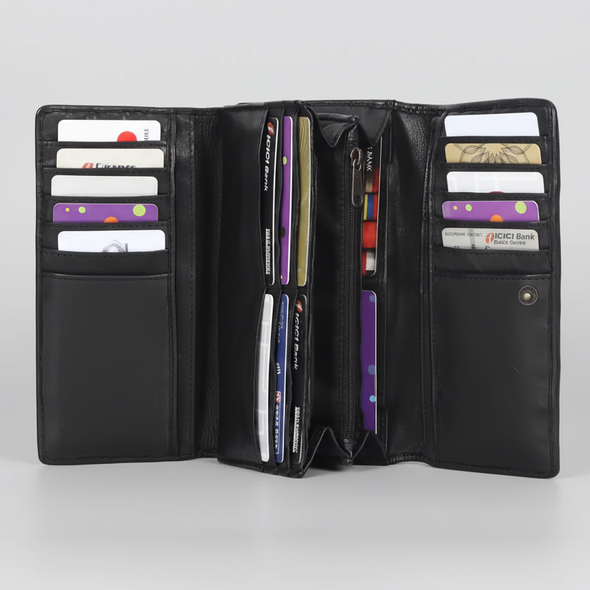 MET Women's Leather Basket Weave Wallet