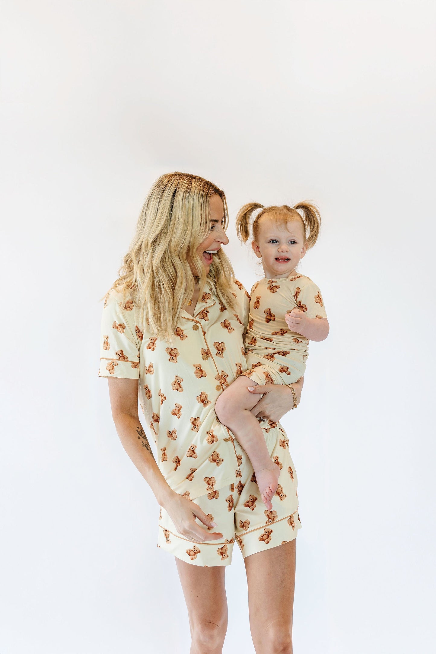 Teddy Bear Adult Button Down Short Sleeve Pajama Top